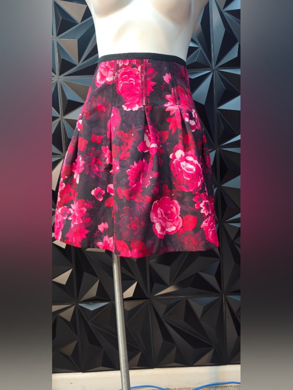 GAP Black Skater Skirt with Hot Pink Floral Print